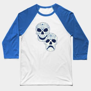 Cyan Comedy-Tragedy Muertos Baseball T-Shirt